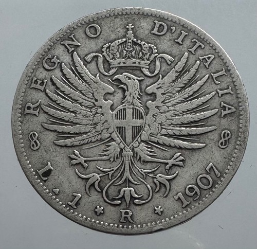 Regno italia 1 lira 1907 - d'italia,
