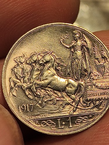 Lira argento 1917 - 1917, quadriga